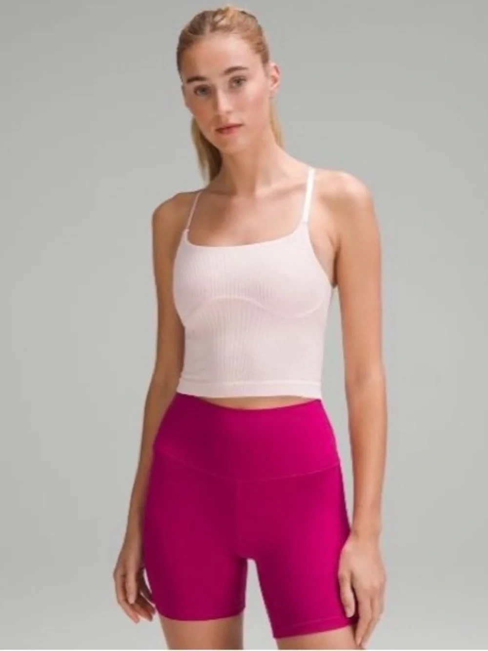 lululemon athletica Flush Pink Ribbed Cropped Tank Top